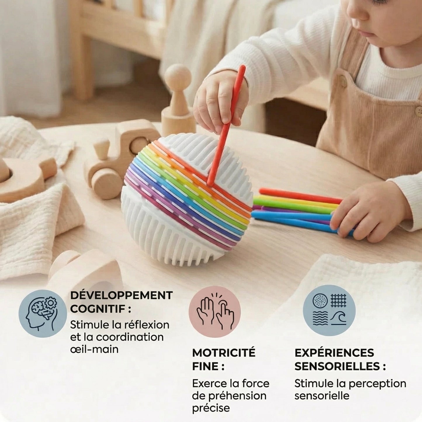 Montessori-Sensorikball – Silikonspielzeug zur Förderung von Farberkennung und motorischer Entwicklung